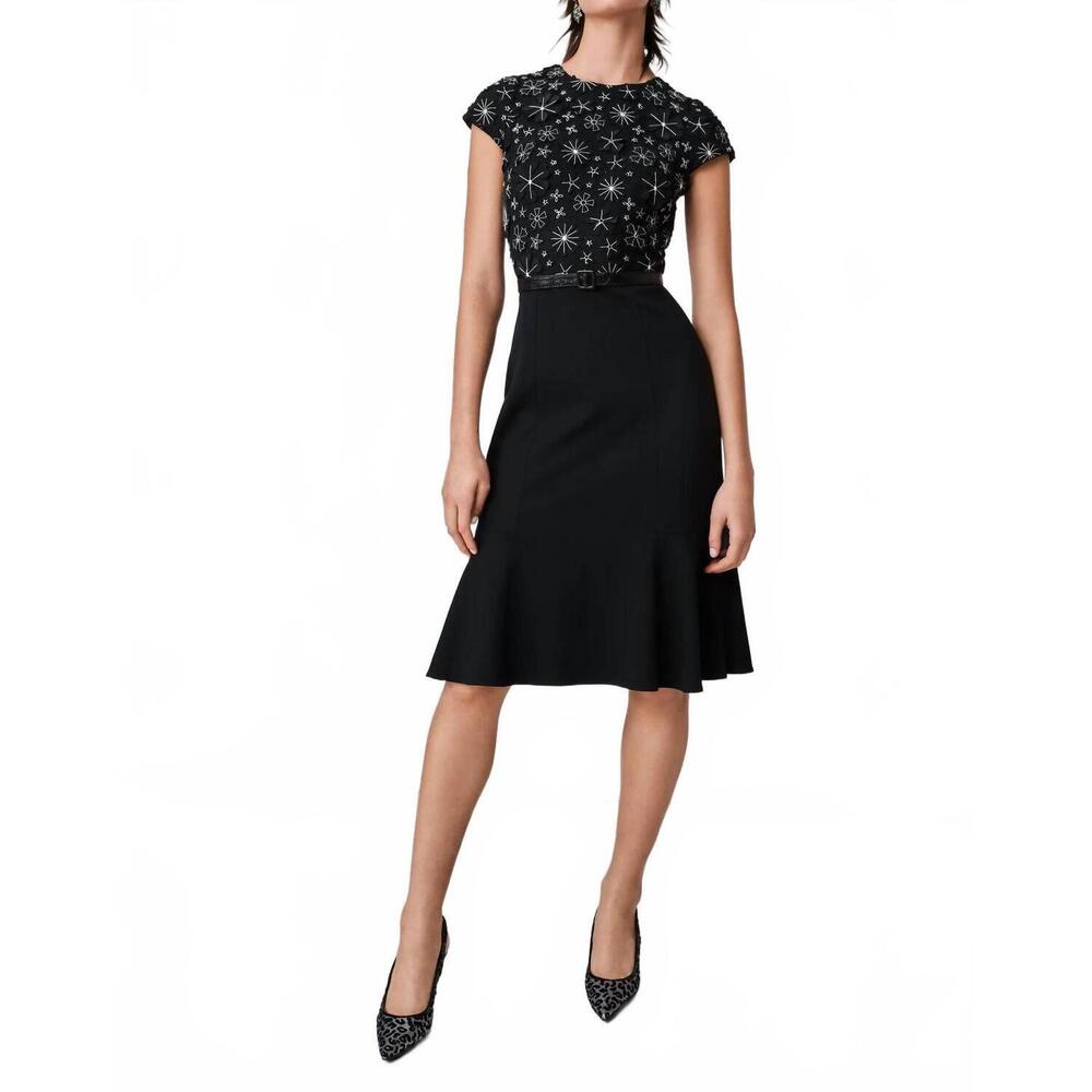 NEW KEVAN HALL appliqué floral mini dress in black